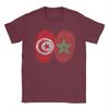 Tunisia Morocco Flags Fingerprints United TShirts Unisex Vintage Cotton Tee Shirt O Neck Short Sleeve T Shirt Printed Clothes