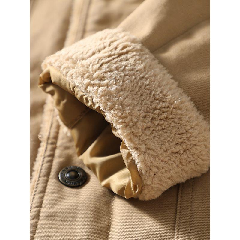 American Retro Workwear Jacket for Men, Winter Pure Cotton Fleece-Lined Thickened Jacket, Cotton Coat, Export Quality Lamb Wool Cotton Clothing