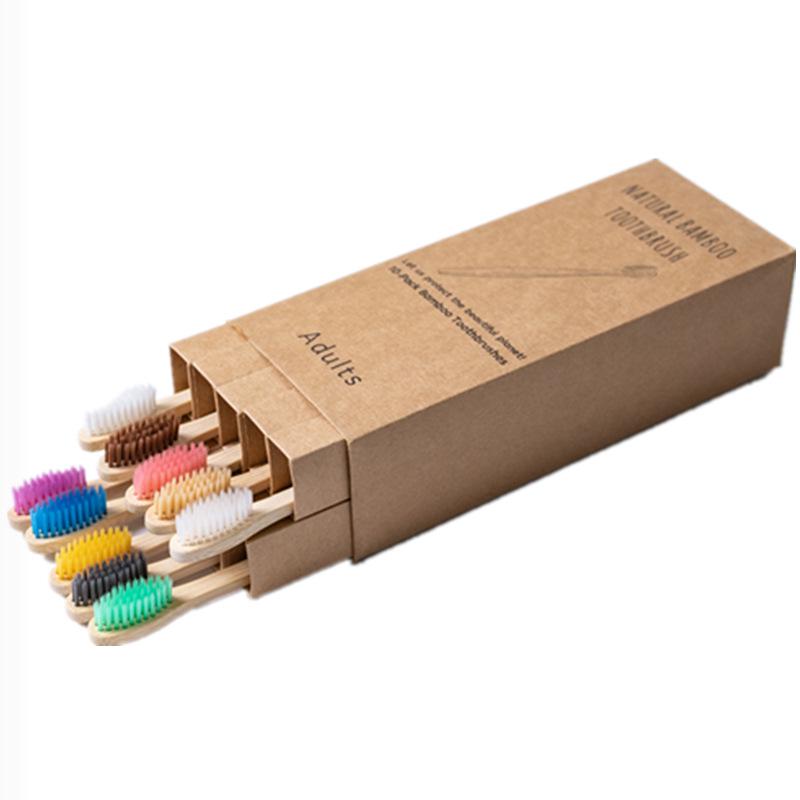 Bamboo Toothbrush Set for Kids & Adults - Round Handle (4, 5, 8, 10 pcs) with Optional Logo