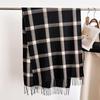 Unisex Korean Plaid Thick Winter Scarf with Tassels - Imitation Cashmere Shawl