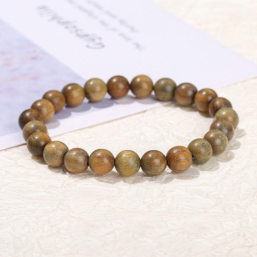 8mm Wooden Beads Bracelet Vintage Natural Wood Meditation Elastic Bracelets Women Healing Balance Ethnic Style Jewelry