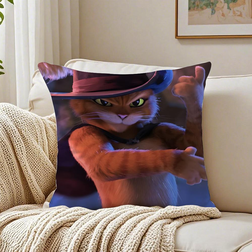 Puss in Boots The Last Wish Cushion Cover Linen Pillowcase Soft for Sofa Bed Home Room Decor