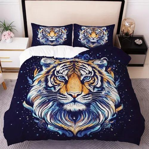 Carton Tiger Soft Duvet Cover Carton Tiger Background Theme Soft Duvet Cover Suitable for Children Kids Plus Adult Peoples Soft Plus Breathable