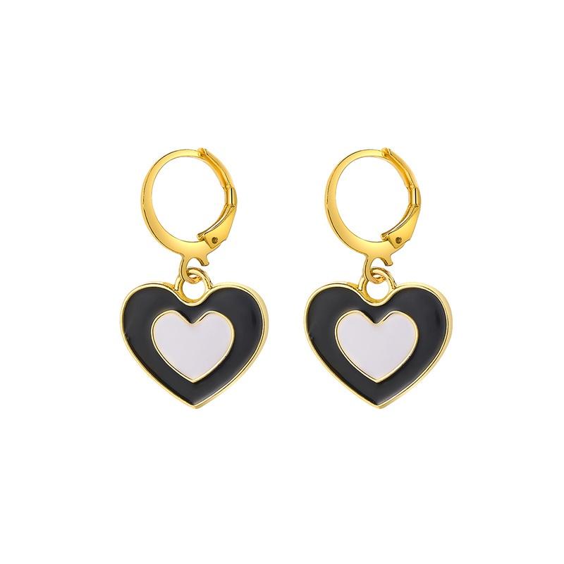 iF ME Einfache Creolen tropfen Öl Doppel Herz Anhänger Ohrring Zubehör Schmuck