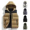 Men's Casual Loose Color-blocked Cotton Warm Jacket, Men's Detachable Cap Sleeveless Vest Jacket