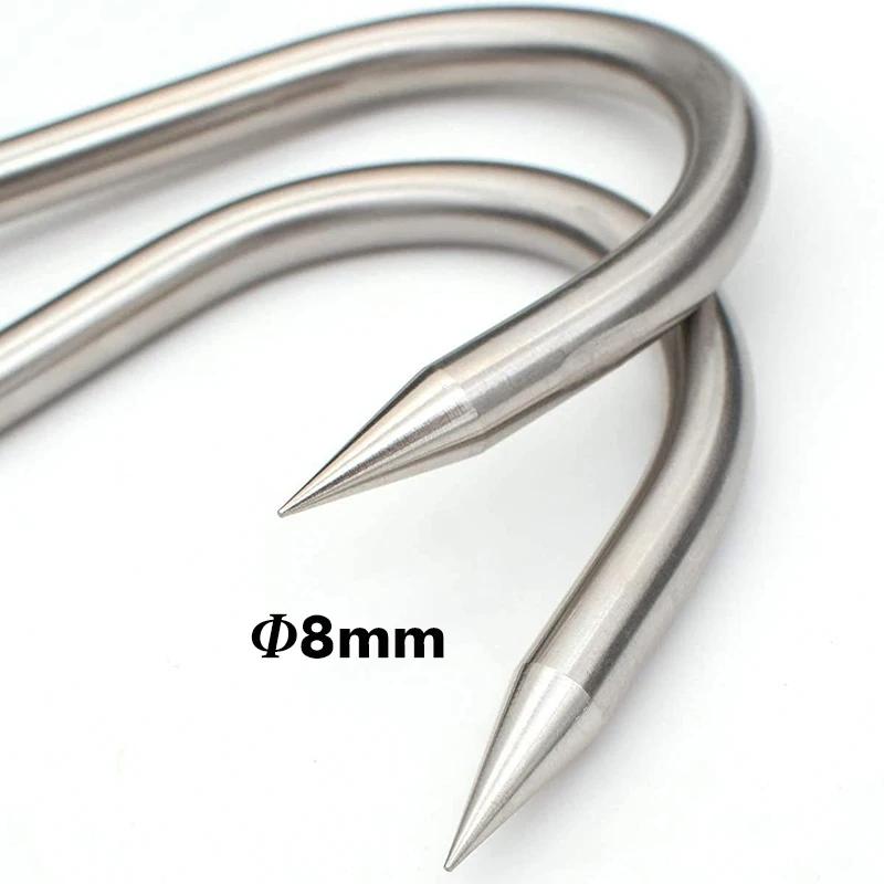 4Pcs Stainless Steel Meat Hooks, 7/8-Inch 4/8mm S-Hooks, Meat Processing Butcher Hook Pot Hooks