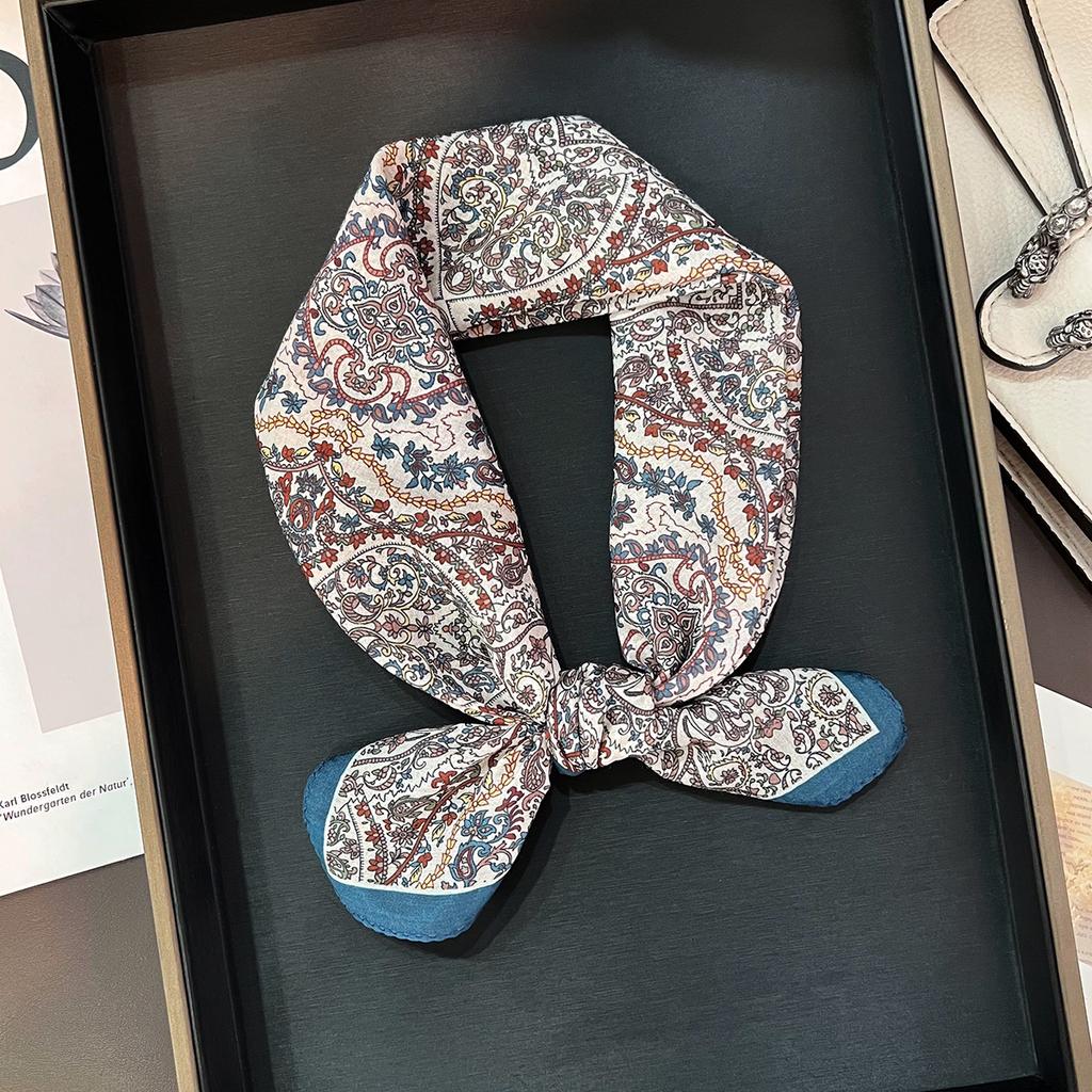 New Mulberry Silk European and American Style Retro Small Square Scarf Commuter Decoration Silk Scarf Flight Attendant Scarf Multi-functional Scarf