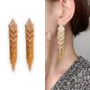 Elegant Long Tassel Earrings With Zirconia Accents Gold Plated Copper Chain Drop Women