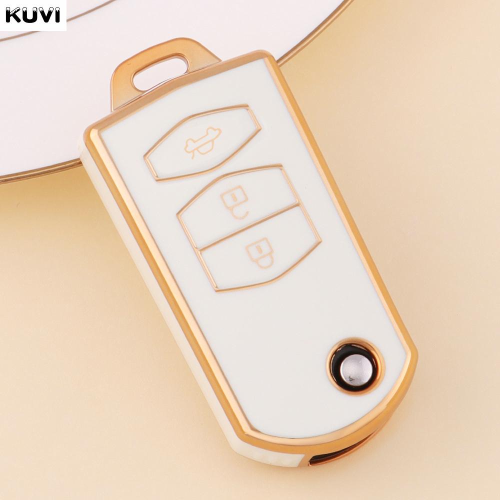 Fashion Tpu Car Folding Key Case Cover Shell For Mazda 3 5 6 Series M6 Rx8 Mx5 2 3 Button Protector Keyless Fob Bag Accessories