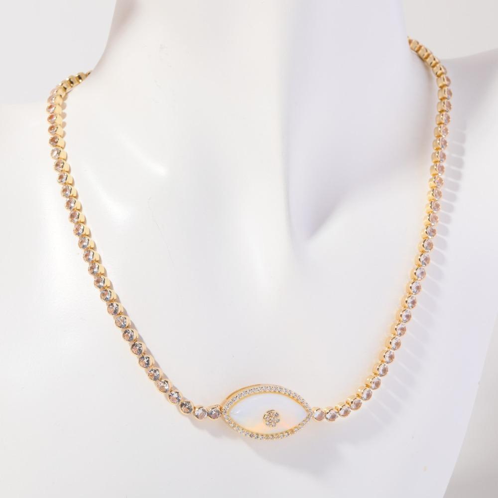 Electroplated Devil's Eye Necklace 18K True Gold Opal Zircon Necklace  Jewelry Gift