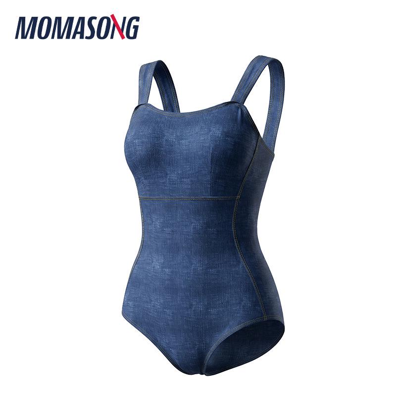 Women's Denim Swimsuit: Sexy Two-Piece & One-Piece, Triangle Bikini for Smaller Chests.