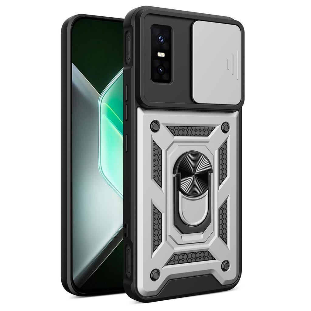 For Infinix GT 30 Pro 5G Case with Slide Camera Lid PC + TPU Kickstand Phone Cover