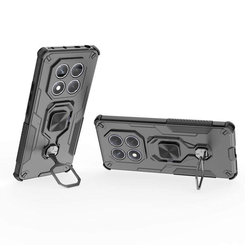 For Xiaomi Redmi Note 14 Pro 4G Phone Case WANLONFENG PC TPU Back Cover Kickstand with Tempered Glass
