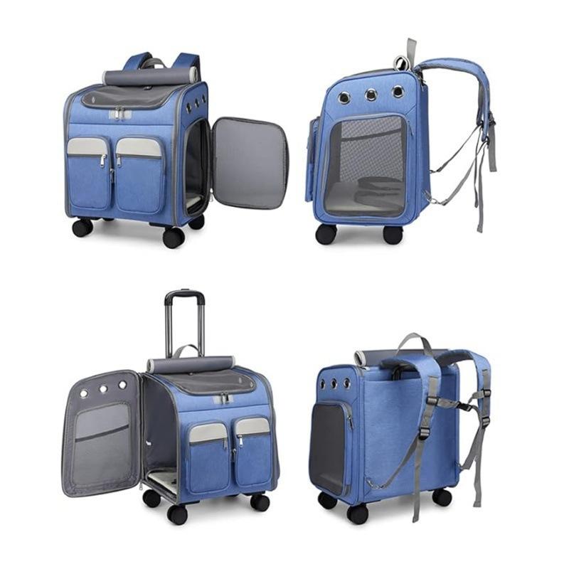New Wear Resistant Pet Backpack Large Space Silent Universal Wheel Foldable Pull Rod Cat Carrier Cat Backpack Carrier Cat Bag