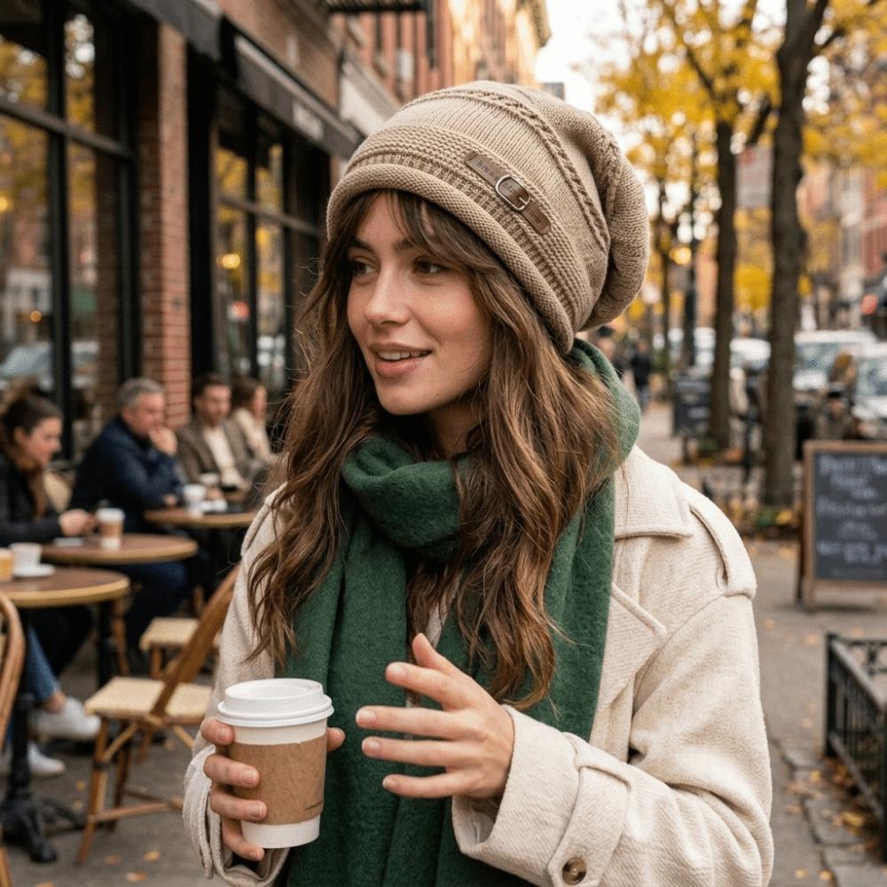 Warm Slouchy Beanie Thickly Lined Winter Knit Cap Slouchy Brimless Hat Outdoor