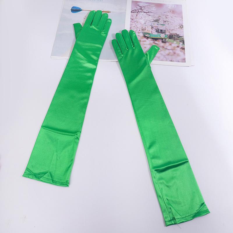 

55Cm Women Solid Wedding Etiquette Evening Dress Opera/Elbow/Wrist Satin Stretch Long Gloves Retro Party Carnival Cosplay Gloves One Size