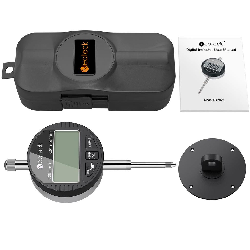 Neoteck Digital Dial High Warranty Gauge, Precision, 18-Month (0.01 Accuracy, 25.4 Range, Black)