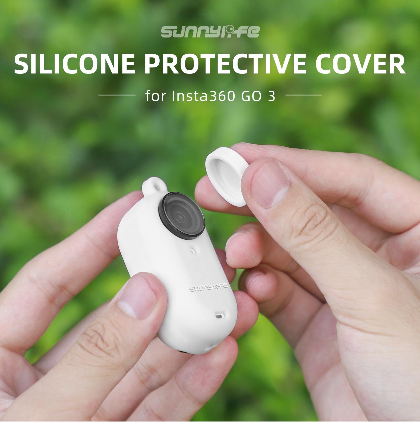 

3 in 1 Silicone Cover Lens Case with Strap for Insta360 GO 3 Scratchproof Protective Cover with Anti-lost Neck Hand Lanyard чорний