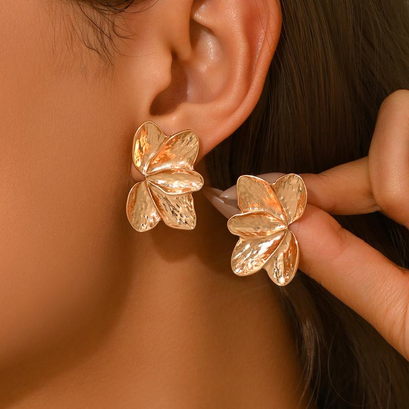 

Vintage Colorful Drip Oil Flower Stud Earrings for Women Girl Fashion Metal Five Petal Floral Irregular Earrings Fashion Zircon золотой