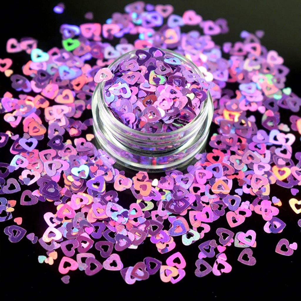 Christmas Decoration Hollow Heart Glitter Cosmetic Grade Shaped Glitter Powder for Make-up Nail Party Decoration Tumbler