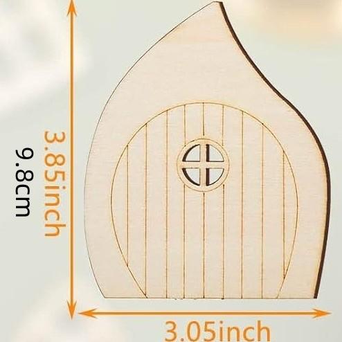 10pcs Fairy Door Miniature Wooden Garden Doors Windows Unfinished Window Mini House DIY Craft for Wall Home Party Decoration