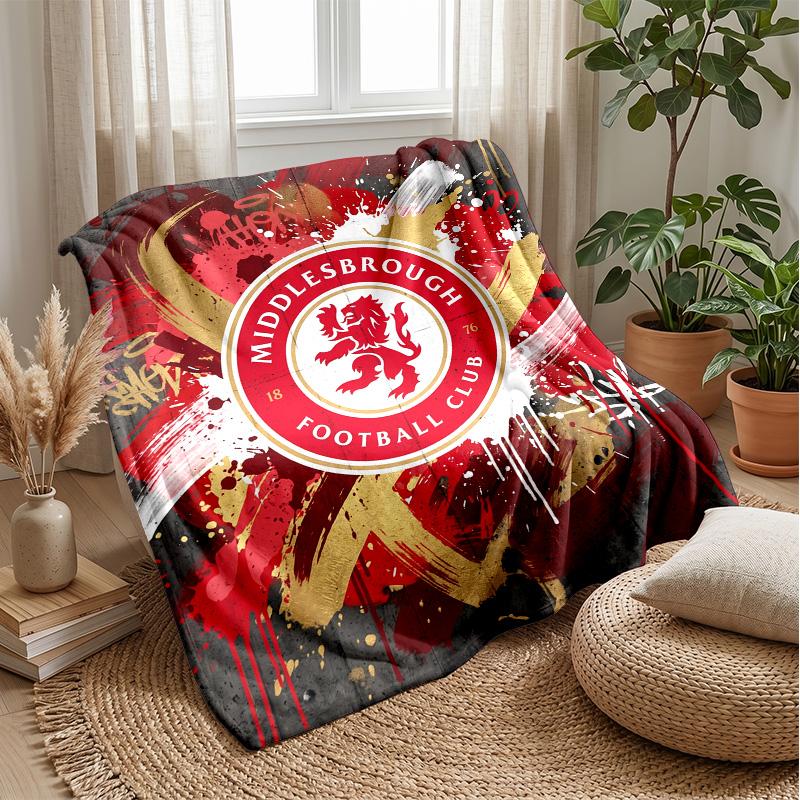 Middlesbrough FC Coperta Morbida in Pile di Flanella Leggera Accogliente Calda Plaid per Divano Letto Decorazione Casa