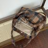 Autumn Ctrast Color Plaid Woolen Shoulder Bags for Women Retro Large Capacity Ladies Tote Bag Casual Travel Female Handbags