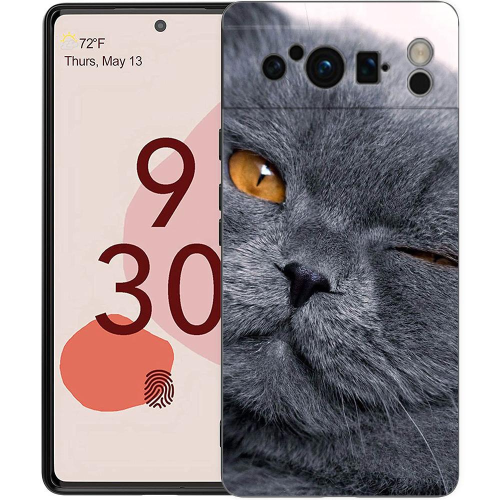 

Чехол для телефона с изображением британской короткошерстной кошки для Google Pixel 8 A 7 6 Pro 6A 5G, черный, мягкий, противоударный, силиконовый, TPU, чехол Pixel 6