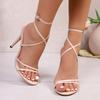 High Heels Cross Strap Sandals Women's 2025 Summer Large Size Foreign Trade Women's Shoes Sexy Sandals Round Head Stiletto