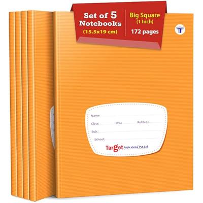 Big Maths Square Ruled Notebooks | Square 1 Inch | 172 Pages | Hard Brown Cover | 15.5 Cm X 19 Cm Approx | Maths Noteboo