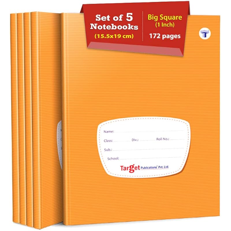 Big Maths Square Ruled Notebooks | Square 1 Inch | 172 Pages | Hard Brown Cover | 15.5 Cm X 19 Cm Approx | Maths Noteboo
