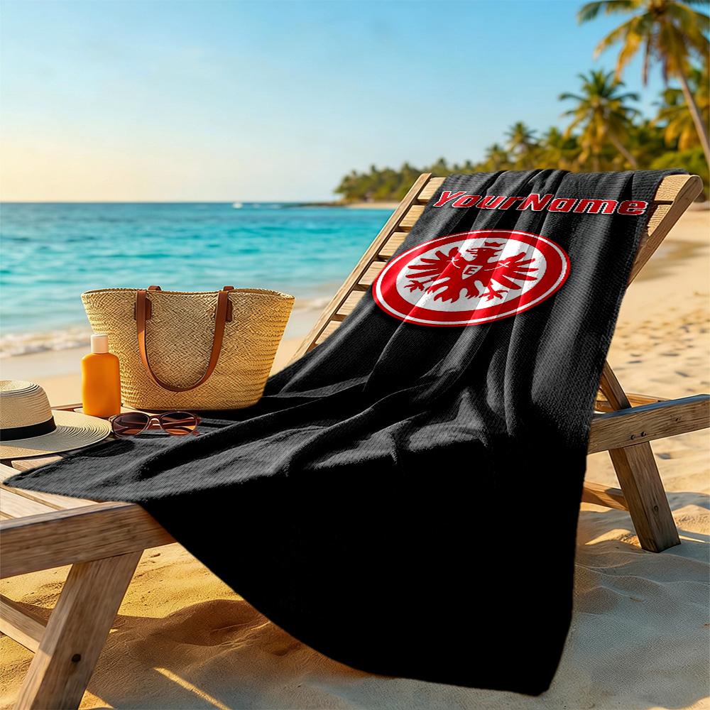 Eintracht Frankfurt Personalized Text Beach Towel Quickdry Soft Microfiber Perfect For Traveling Yoga Camping And Swimming