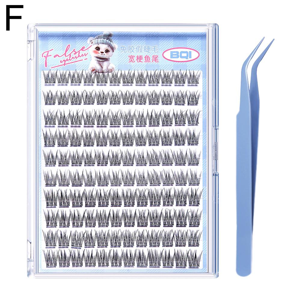 10 Rows Large Capacity Glue-free False Eyelashes Single Cluster 10-12MM C-curled Natural Self-adhesive False Eyelashes