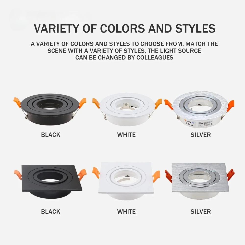 Aluminum Ceiling Spotlight GU10 MR16 Ceiling Lamp Base Energy Saving Downlight LED Angle Adjustable Rotating Indoor Lighting