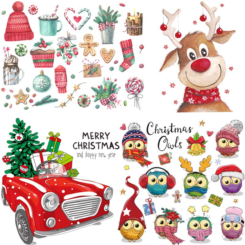 

Рождественские передачи в полоску, рубашка, сумки, теплопередача, футболка, сделай сам, джинсы, украшения, нашивки, рождественские совы, олень, подарок