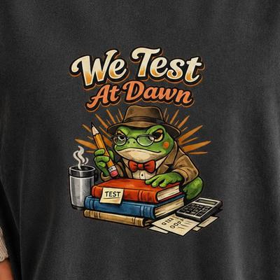 We Test At Dawn Funny Teacher Frog Comfort Colors Shirt, Test Day Teacher Shirt, Teacher Humor Shirt, Exam Day Outfit