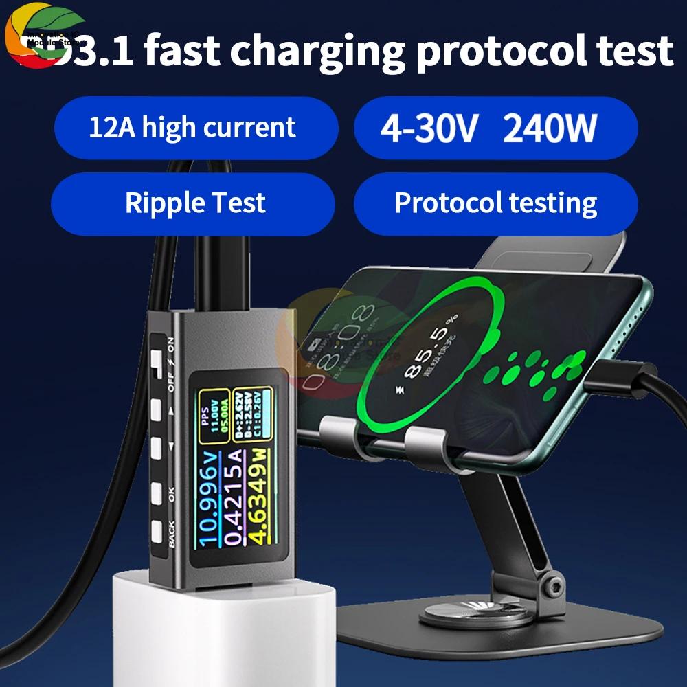 KWS-X1 Digital Voltage Current Tester IPS Display 4-30V 0-12A DC Voltage Current Detector Fast Charging Trigger Capacity Tester