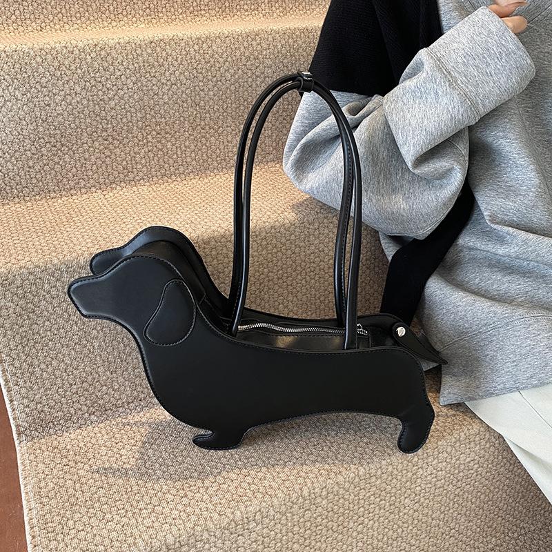 New Leather Dachshund Dog Niche Bag New Autumn and Winter Versatile Shoulder Underarm Bag Cute Puppy Handbag