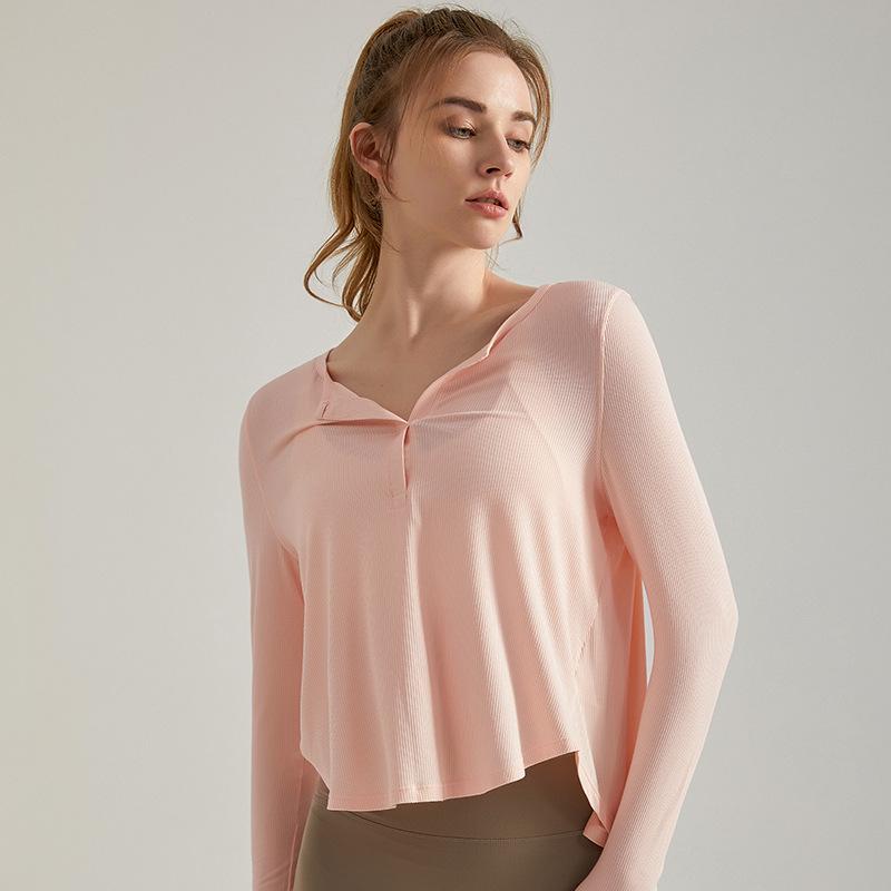 

Тщательно отобранные спортивные топы для женщин, длинные рукава, V-образный вырез, свободная быстросохнущая одежда, верхняя одежда для бега и фитнеса, накидки для йоги для женщин S