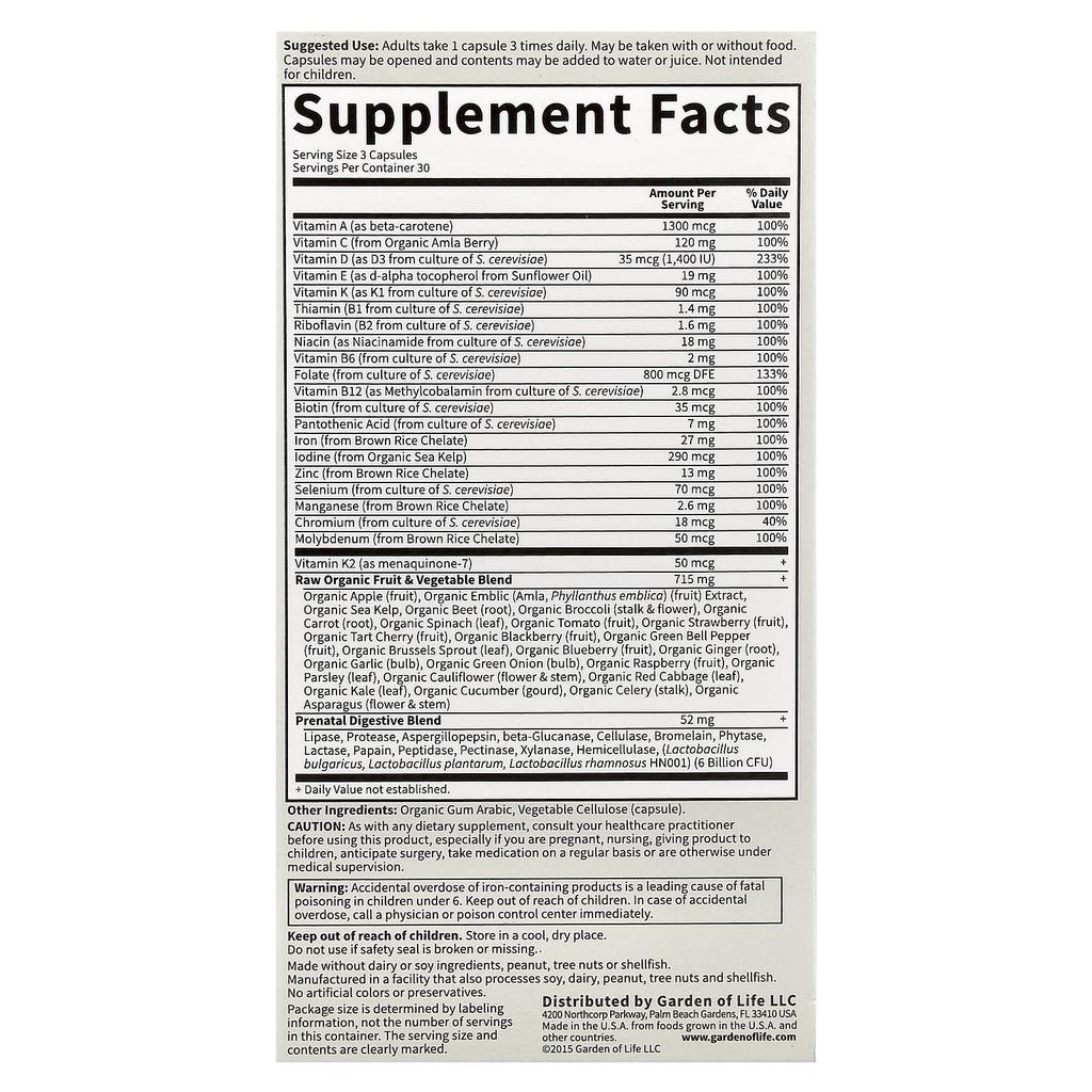 Vitamin Code, Raw Prenatal, 90 vegetabiliska kapslar