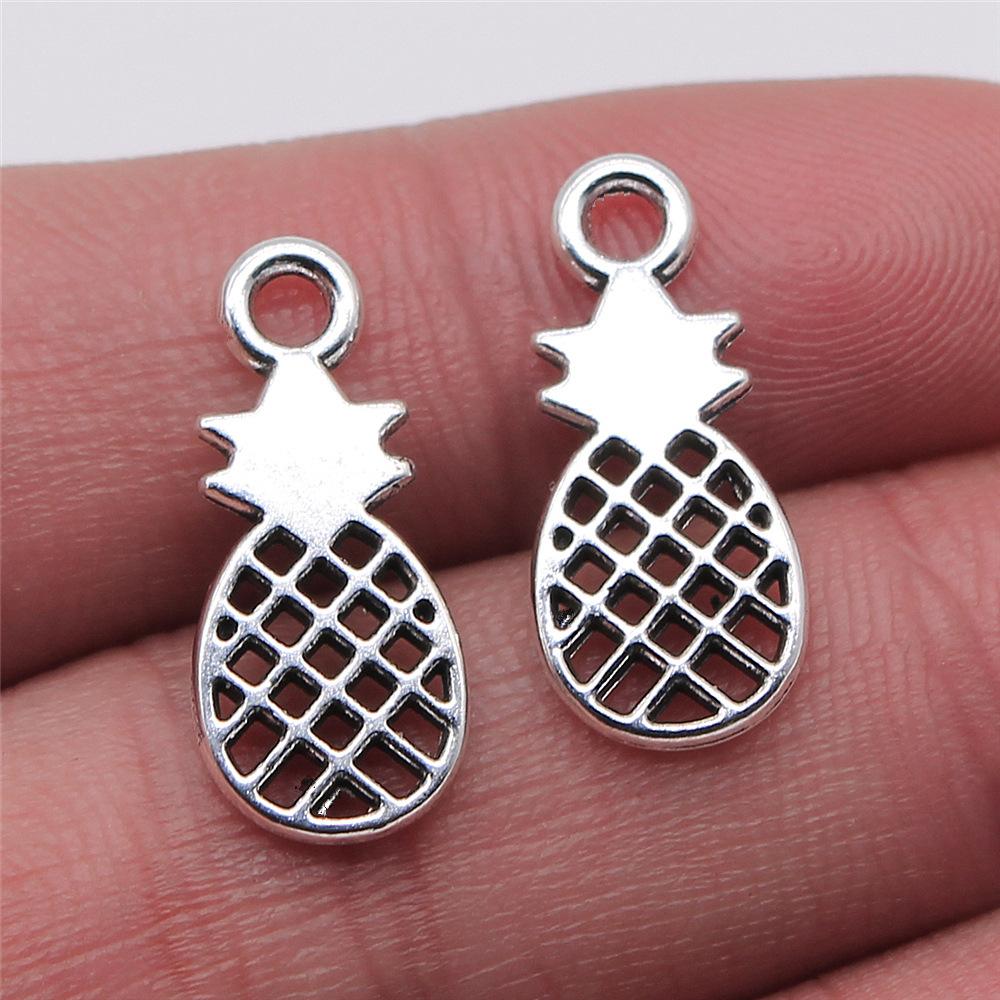 10pcs Tibetan Bronze Silver Color Pendants Antique Jewelry Making DIY Handmade Craft Pineapple Charms For Jewelry Making