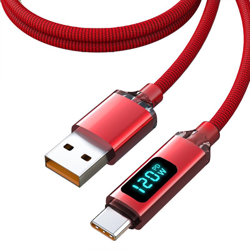 Crystal Shine 120W Ultra-Fast Type-C Charging Cable with Smart Display for Huawei Honor