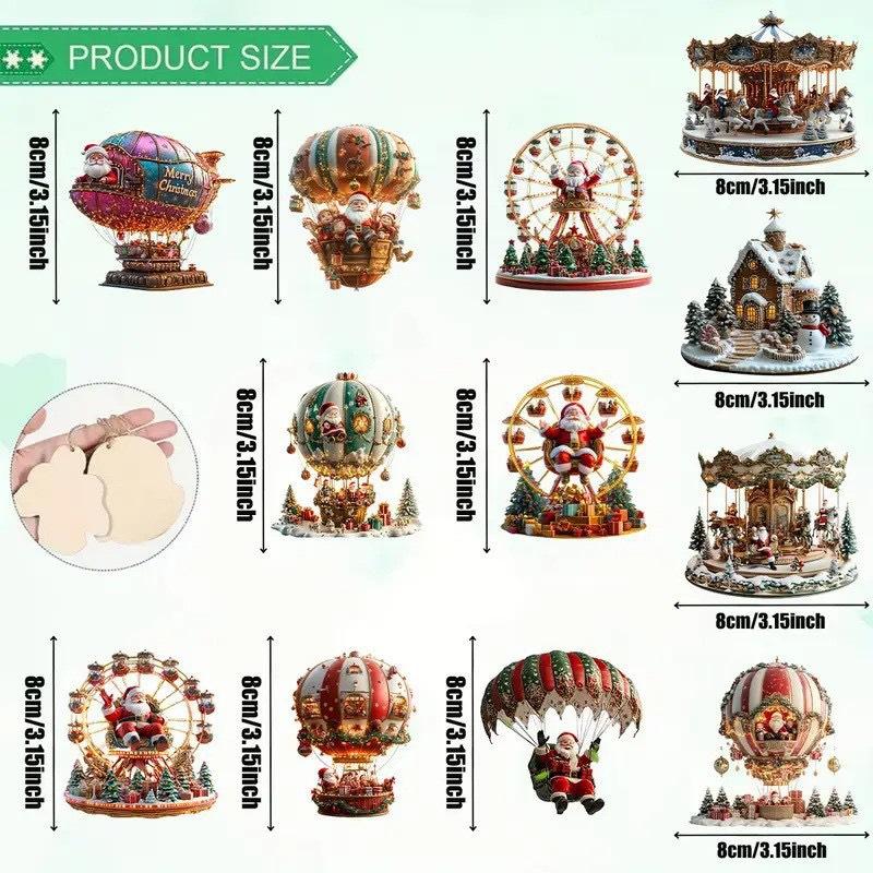 

Набор деревянных елочных игрушек «Санта» из 12 штук – украшения «Воздушный шар» и «Колесо обозрения» для елки и дома 12-piece set