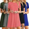 Stylish Women's Summer Tunic T-shirt Dress With Short Sleeves And Solid Colors