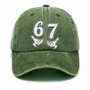 For New PVC Men's Vintage Washed Digital Printed Logo Sunshade Baseball Cap 6-Panel Adjustable