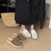 Platform Baotou Half Slippers Women Summer Outside Wear Summer Round Toe Woven Breathable Platform Wedge Slippers