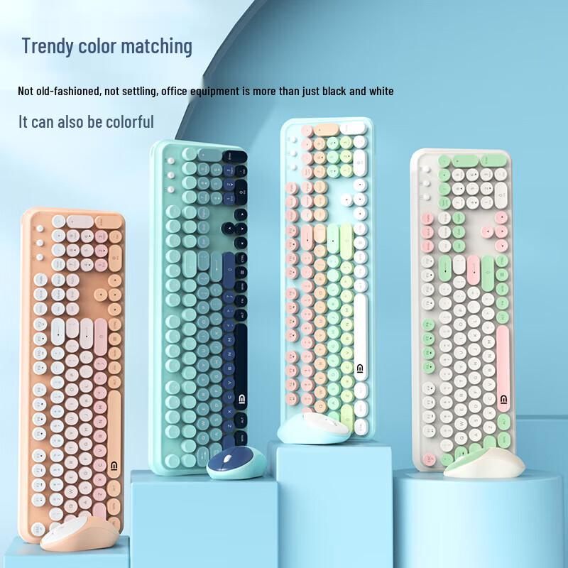 Fude EK8870 Retro Wireless Keyboard Mouse Set