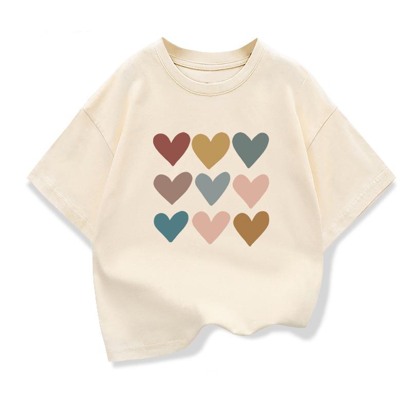 2026 Summer New Children's Clothing Girls Heart-Shaped Cartoon T-Shirt Children's Short Sleeve Pattern