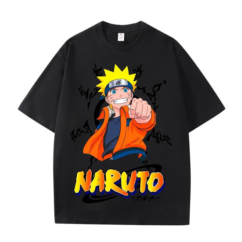 Naruto Anime Peripheral Short Sleeved Tshirt Trendy Teenage Loose Clothing Summer New Style Naruto Printed Cotton Short Sleeve