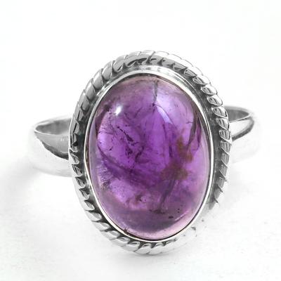 Anello in argento con ametista Pietra portafortuna di febbraio Gioielli fatti a mano in argento sterling 925